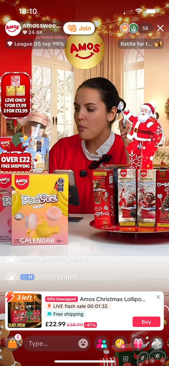 AMOS Sweets TikTok Shop livestream