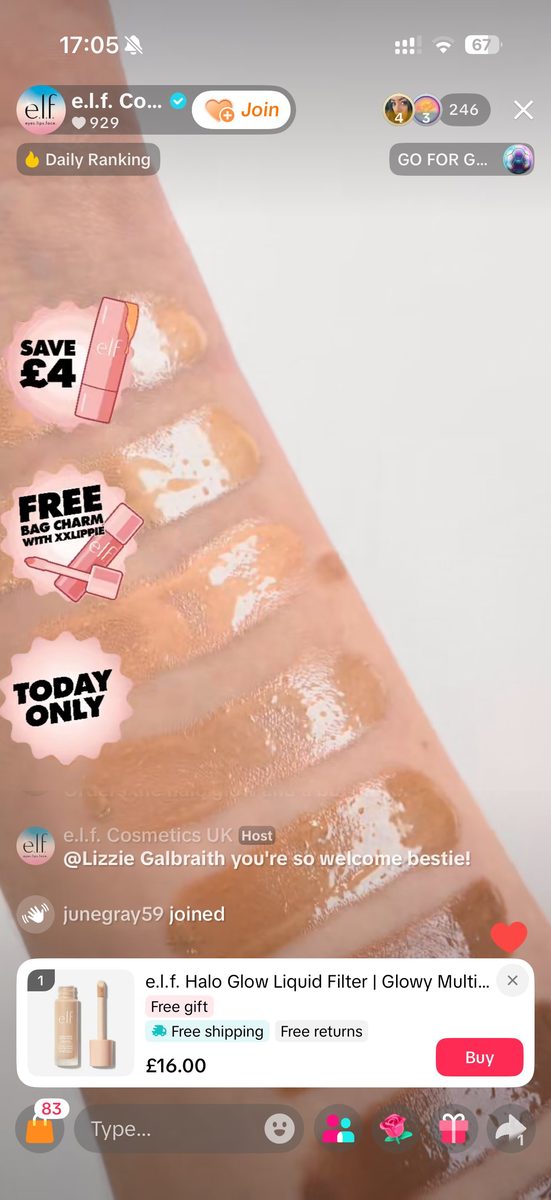 e.l.f. Beauty TikTok Shop livestream